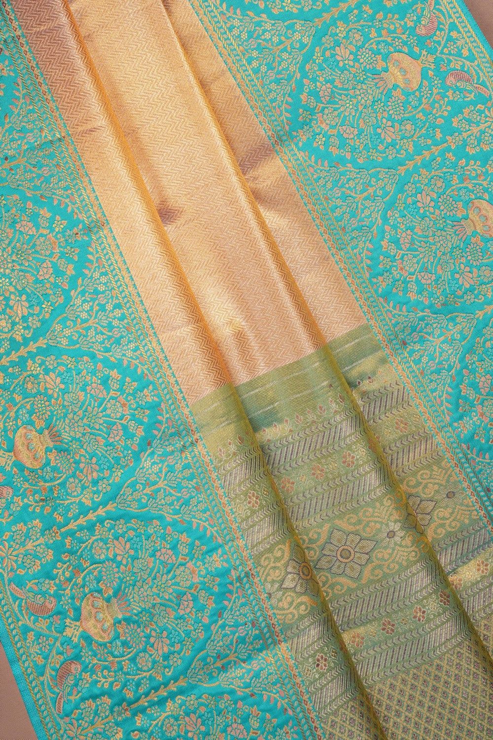 Image of Kanchipattu Tissue Brocade Gold Saree