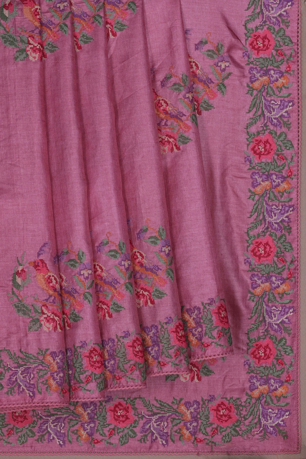 Image of A Tussar Embroidery Saree