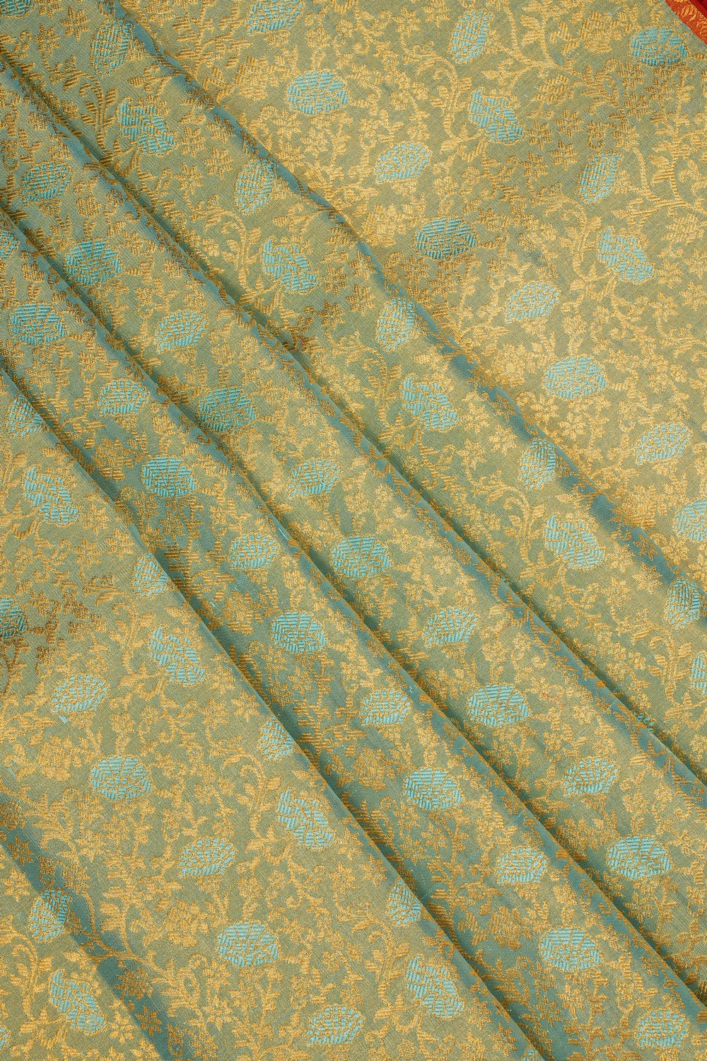 Image of Kanchipattu Pavada Sea-Green Unstitched Set