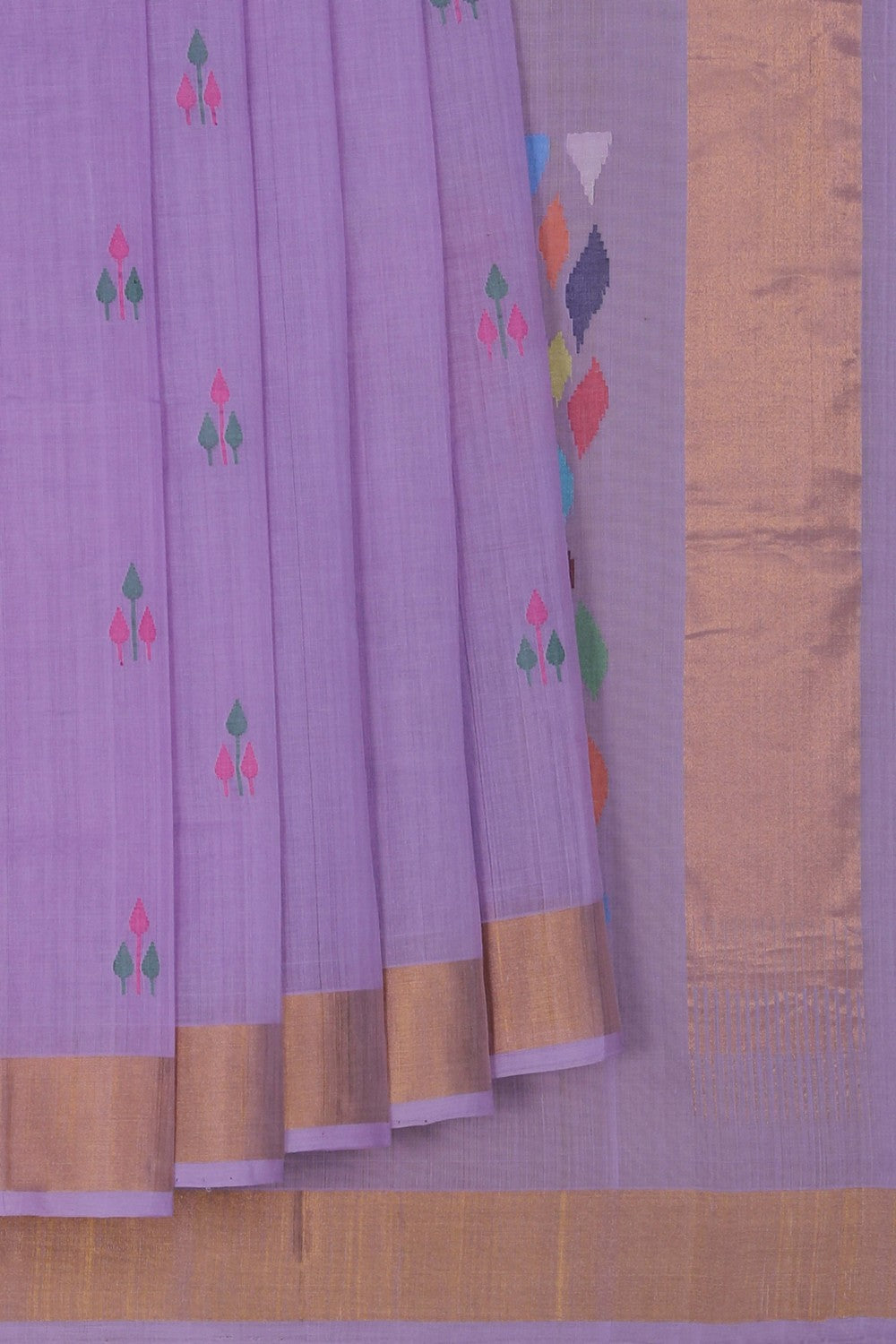 Image of Uppada Cotton Purple Saree