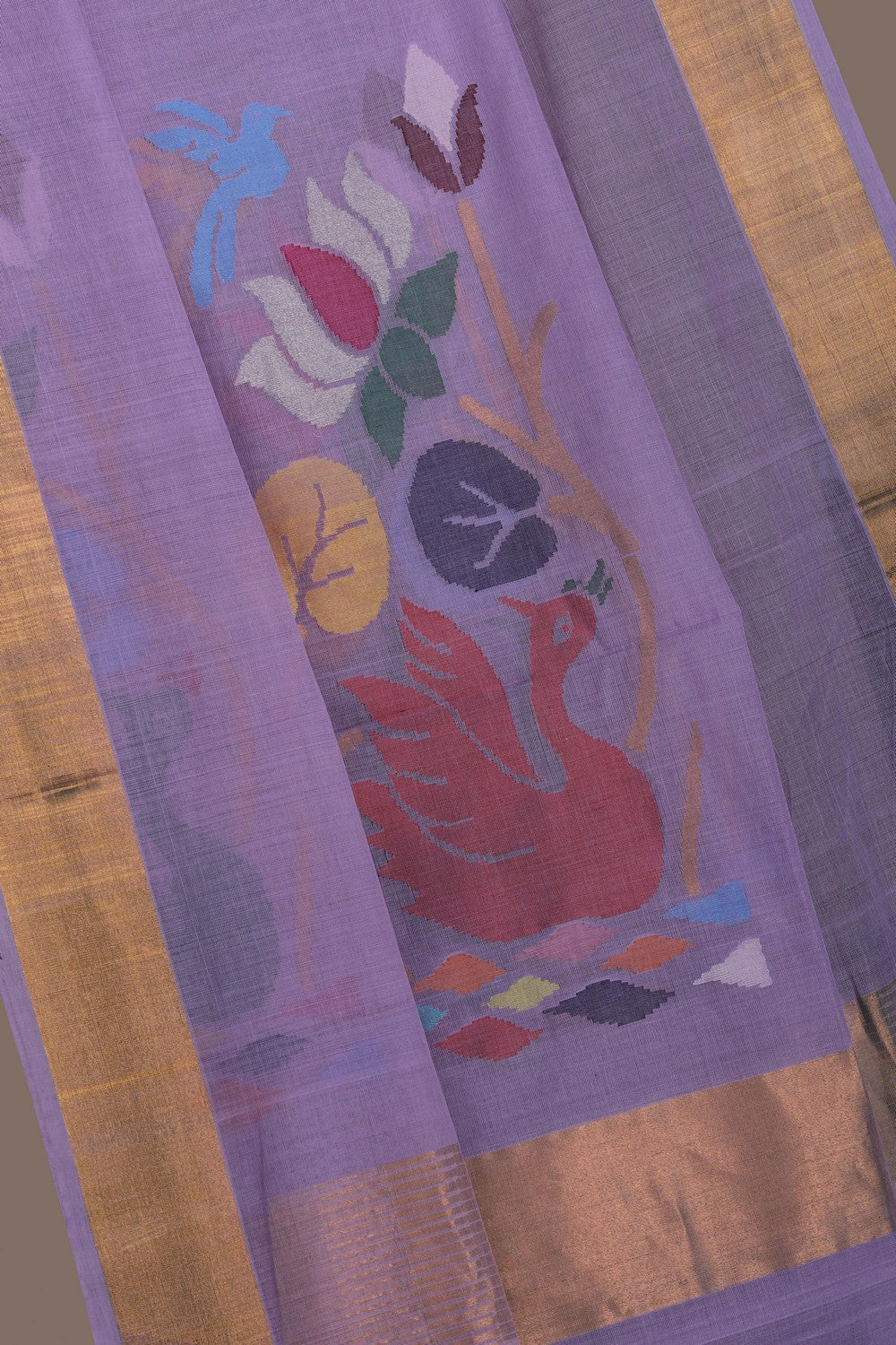 Image of Uppada Cotton Purple Saree