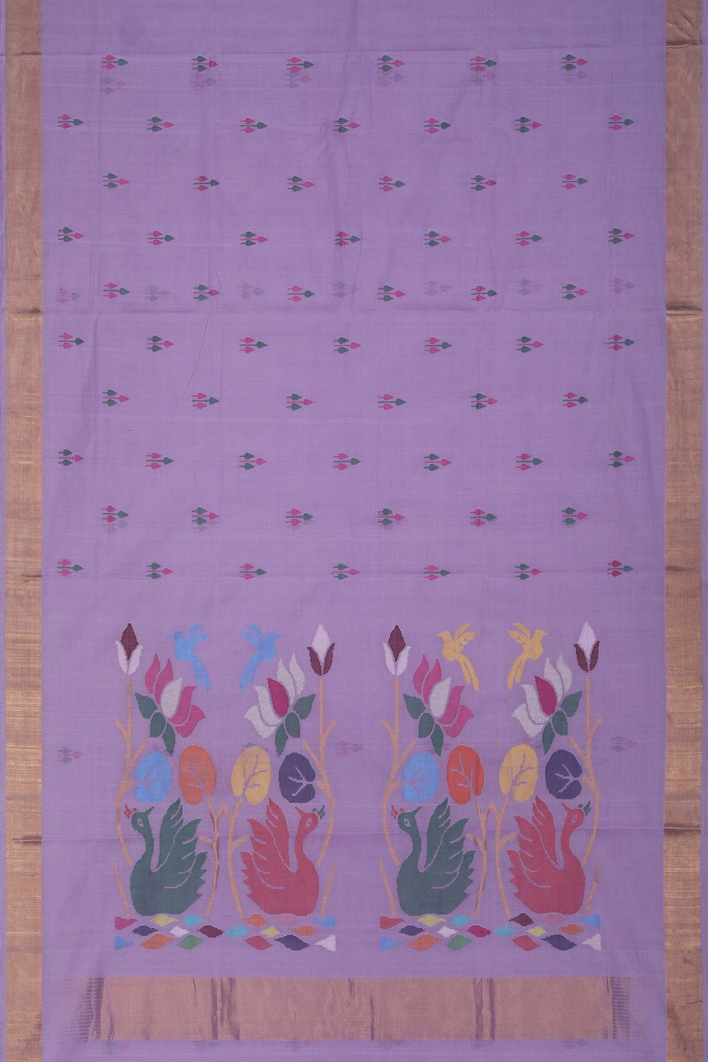 Image of Uppada Cotton Purple Saree