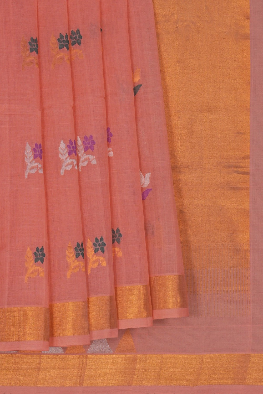 Image of Uppada Cotton Peach Saree