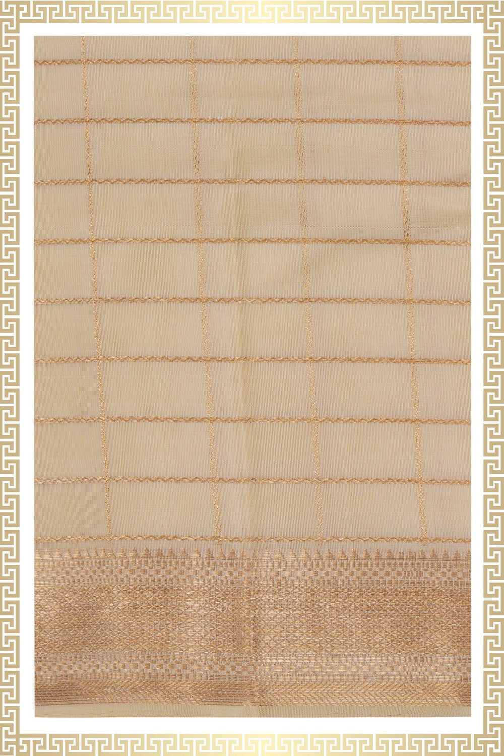 Image of Kanchi Silk Cream Traditional Dhoti With Kanduva (8 X 4)