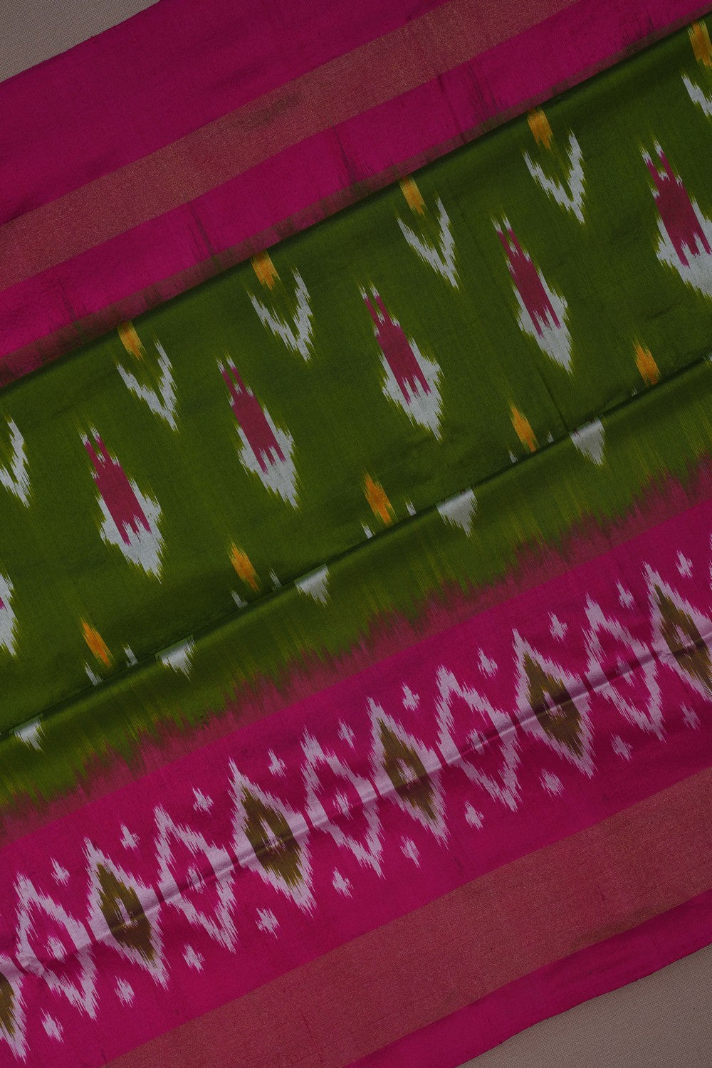 Image of Pochampally Ikat Silk Green Saree