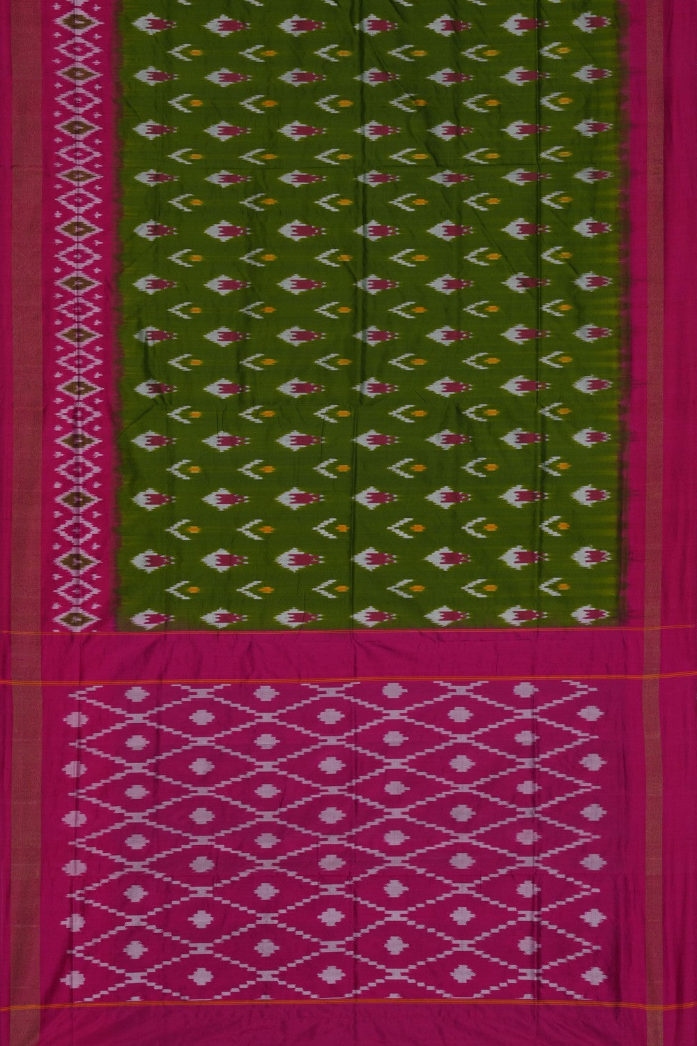Image of Pochampally Ikat Silk Green Saree