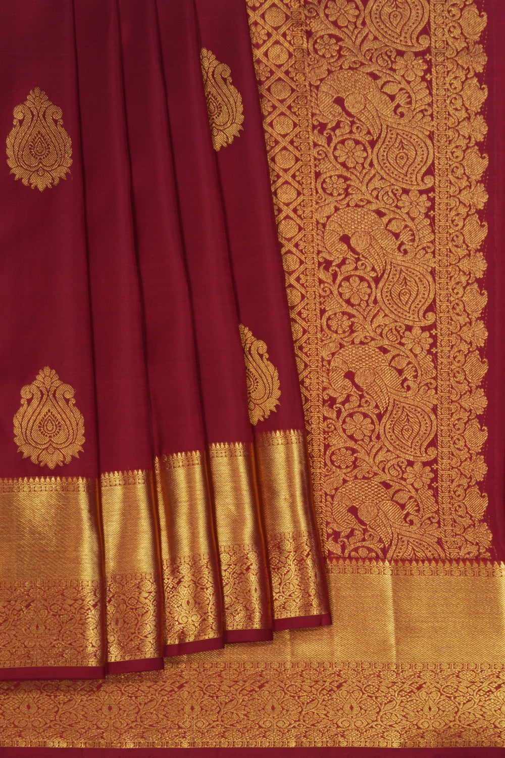 Image of Kanchi Silk Maroon Saree
