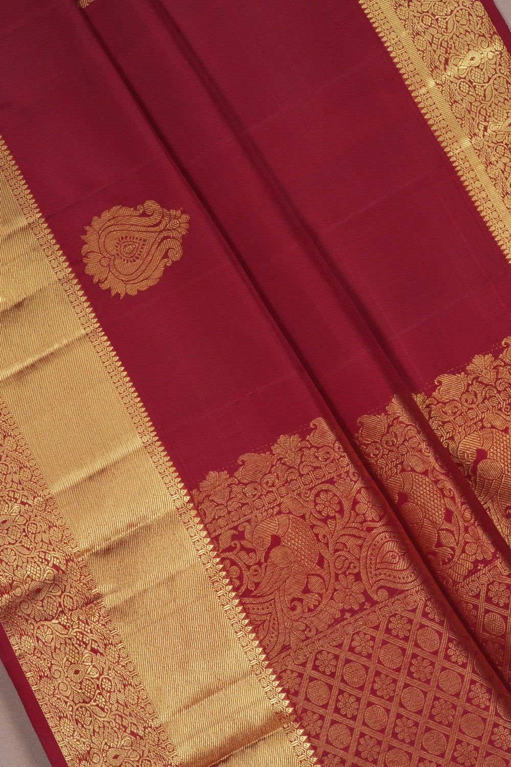 Image of Kanchi Silk Maroon Saree