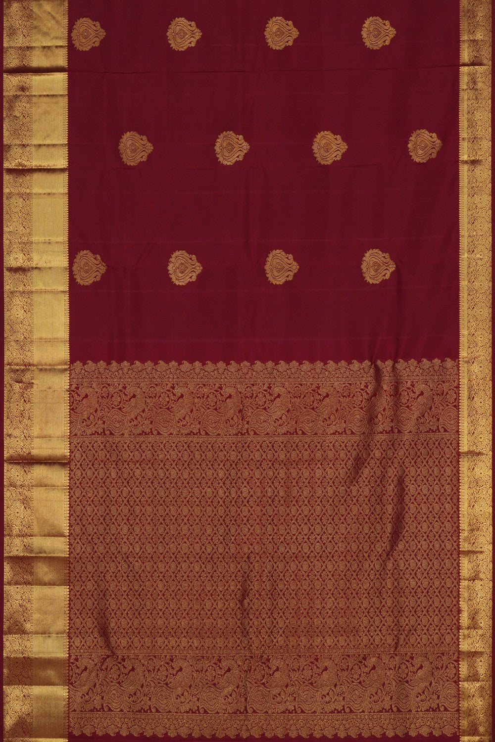 Image of Kanchi Silk Maroon Saree