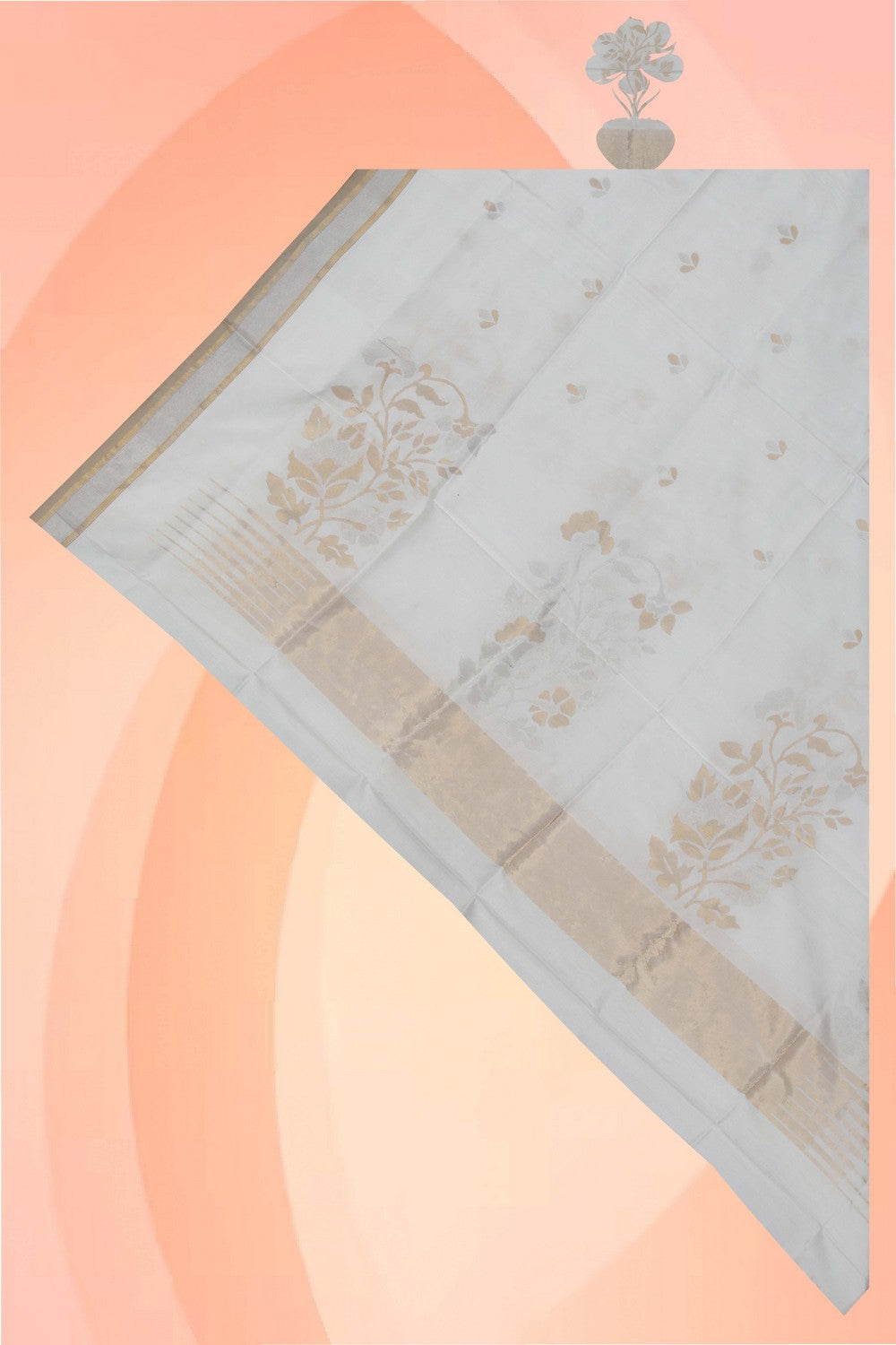 Image of Uppada Silk White Dupatta