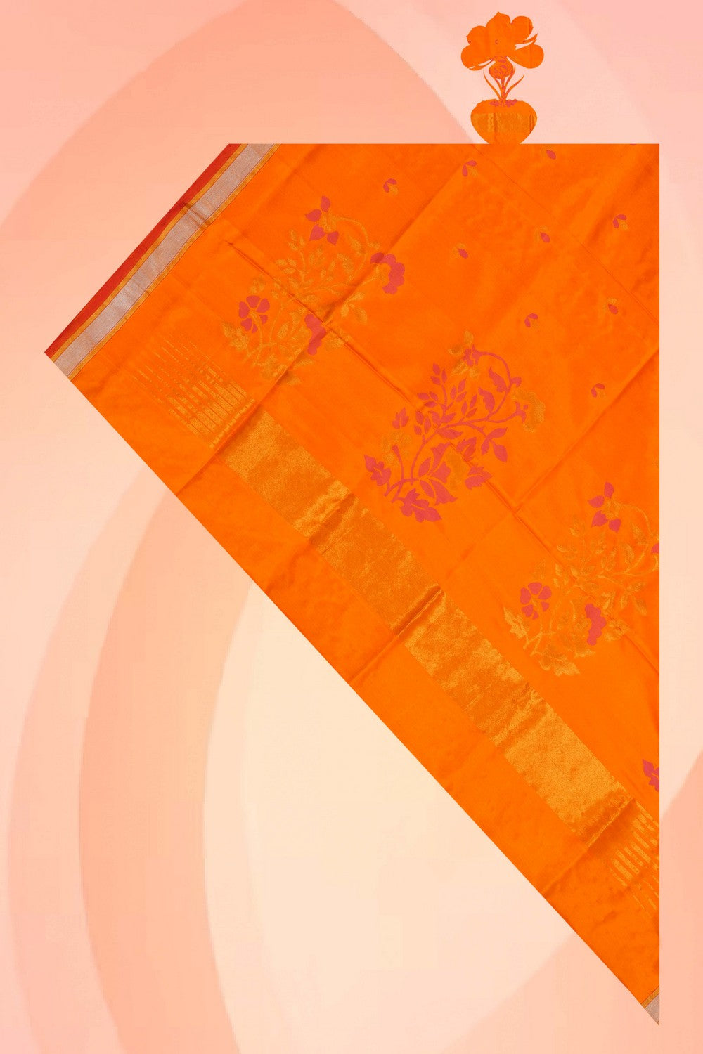 Image of Uppada Silk Orange Dupatta