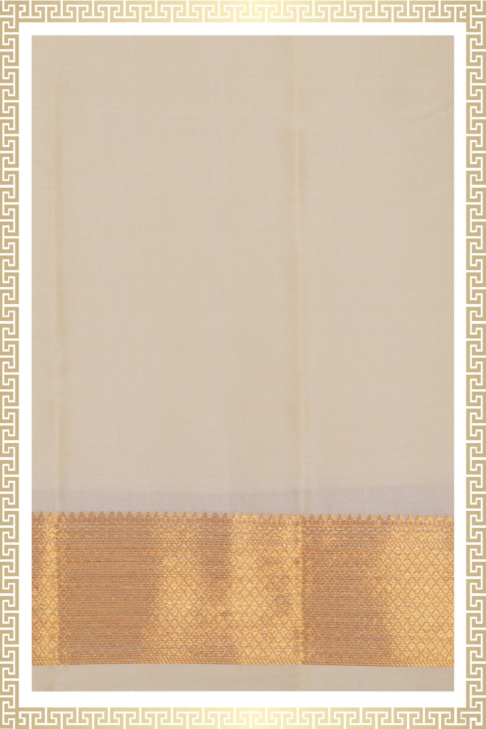 Image of Kanchi Silk Cream Traditional Dhoti With Kanduva (8 X 4)