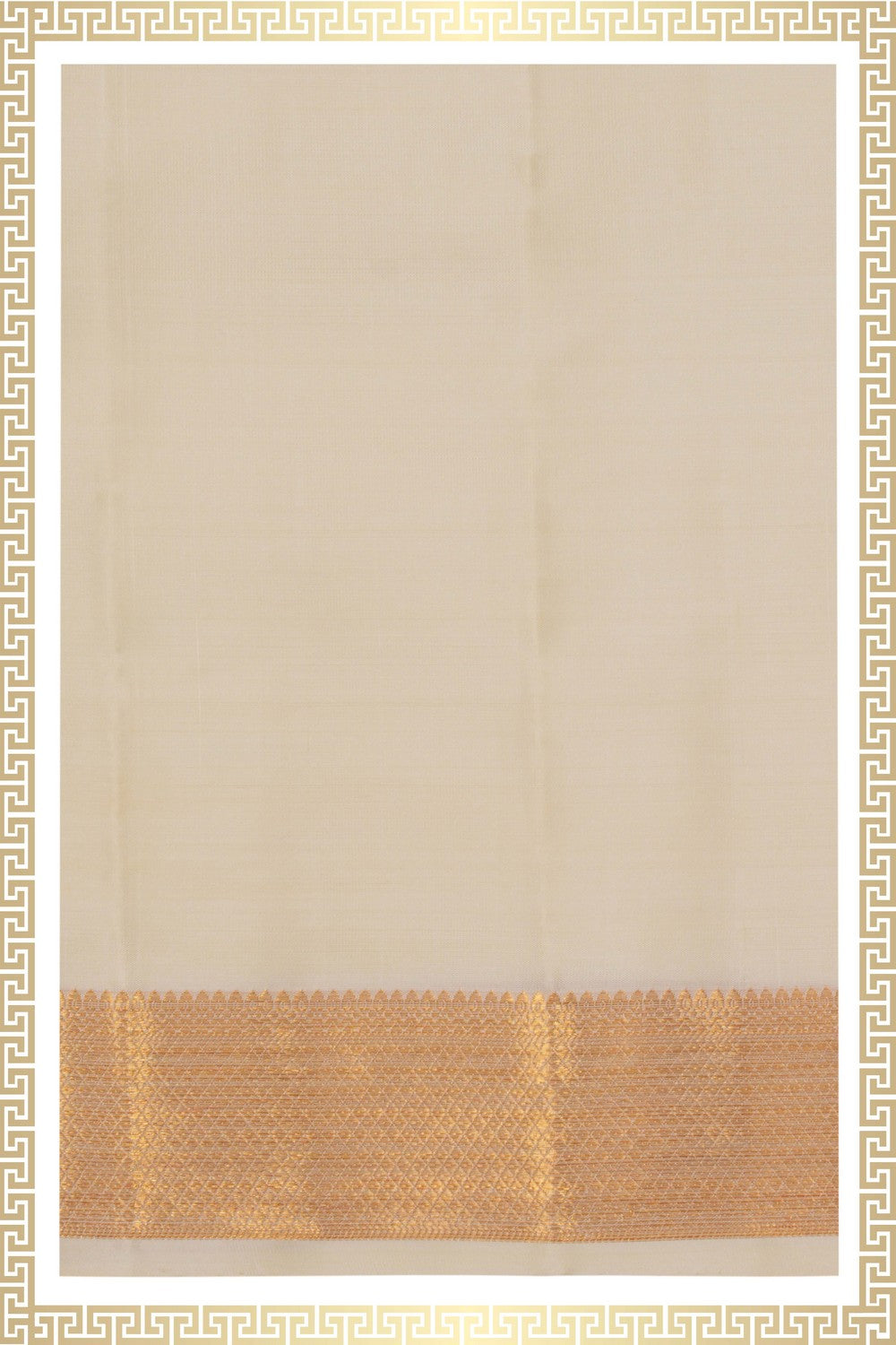 Image of Kanchi Silk Cream Traditional Dhoti With Kanduva (8 X 4)