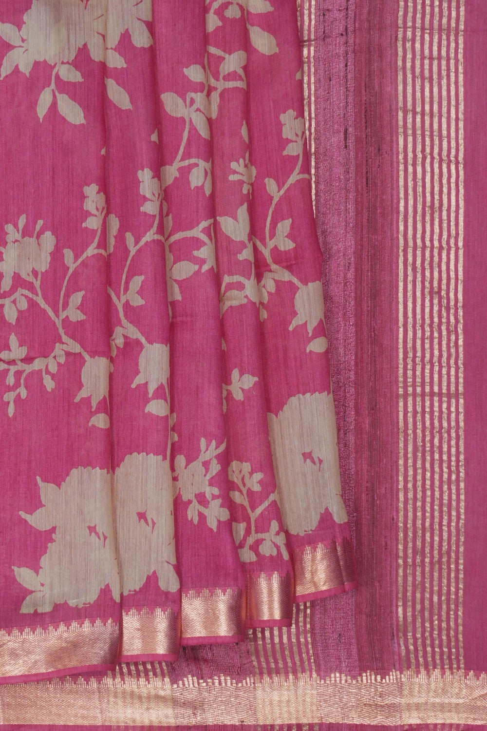 Image of Bhagalpur Tussar Silk Pink Saree