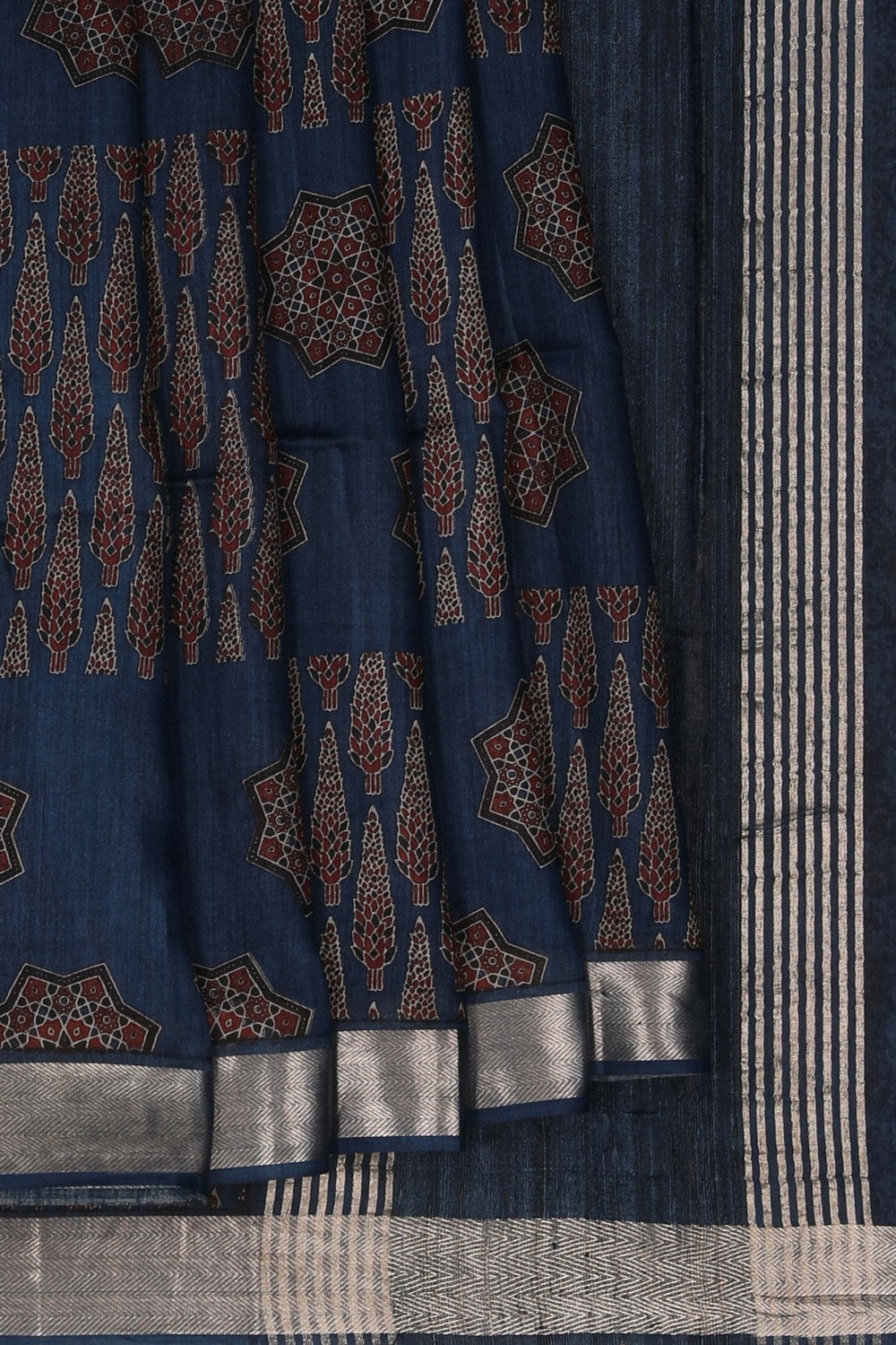 Image of Ajrakh Printed Bhagalpuri Saree