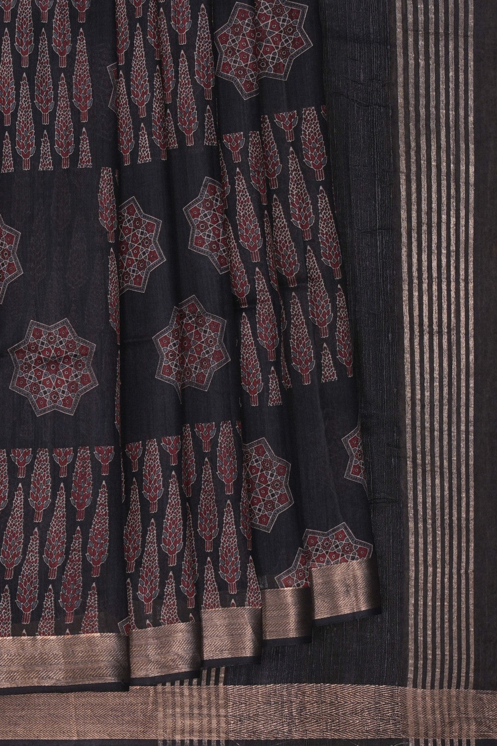 Image of Ajrakh Printed Bhagalpuri Saree