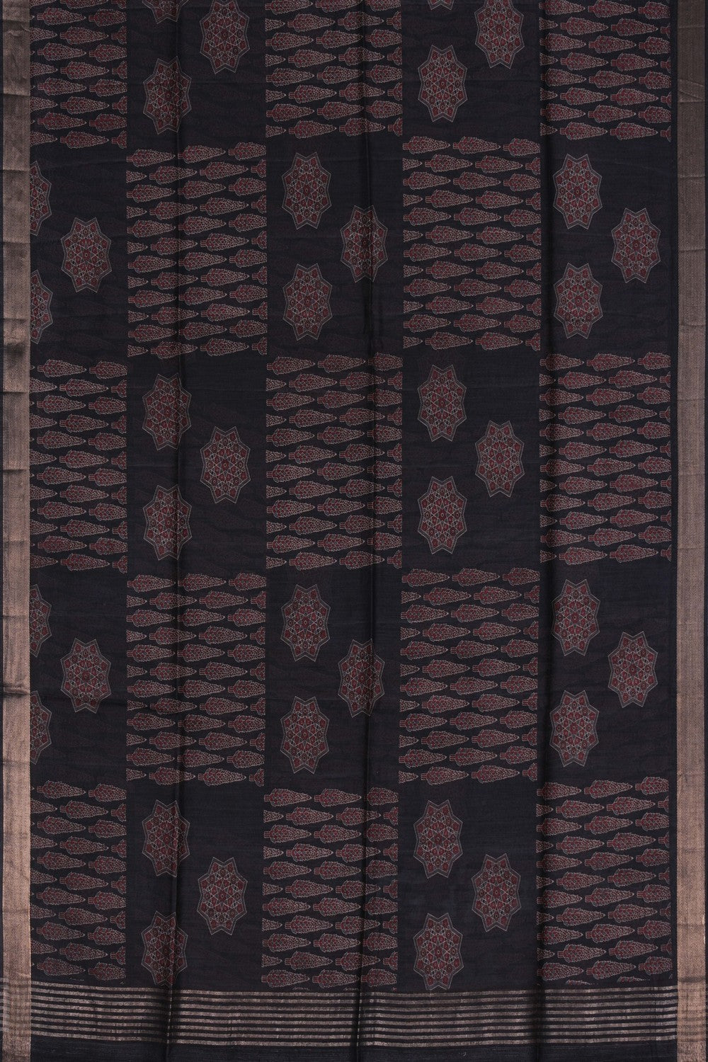 Image of Ajrakh Printed Bhagalpuri Saree