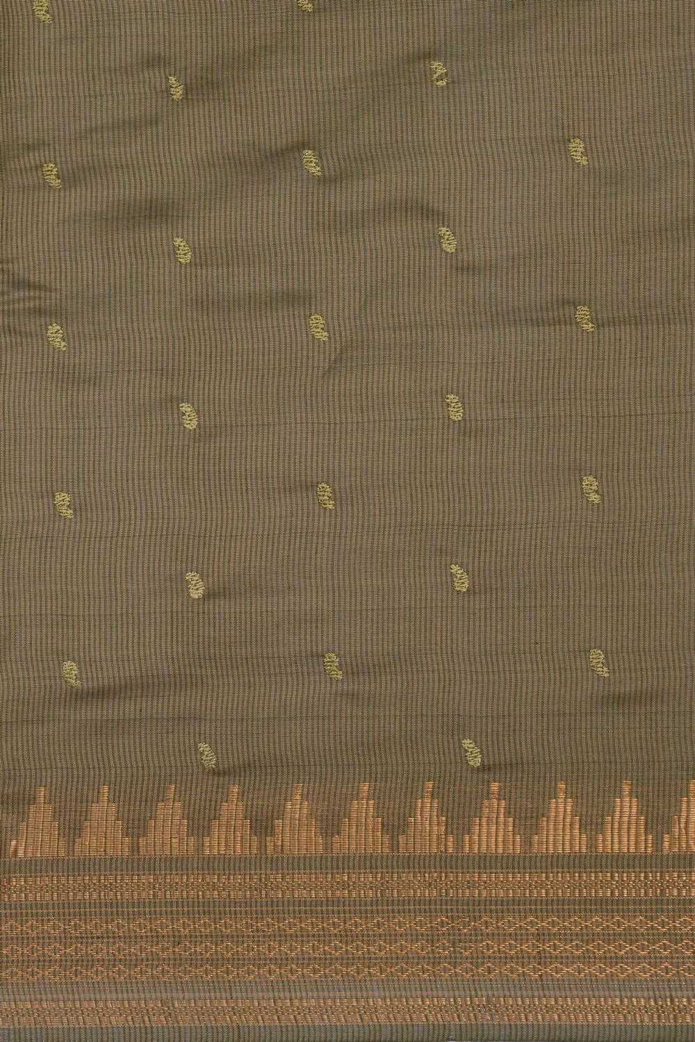 Image of Green Tussar Silk Embroidery Saree