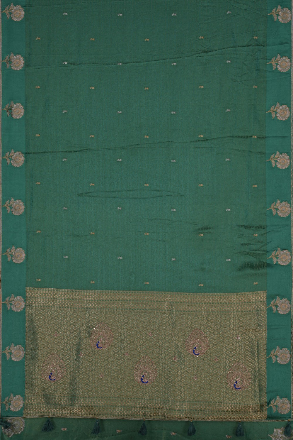 Image of Satin Silk Green Saree