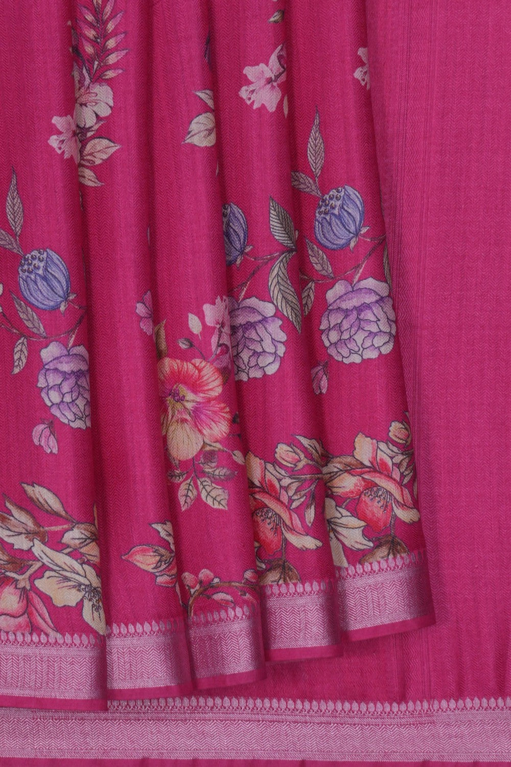 Image of Bhagalpur Twill Silk Pink Saree