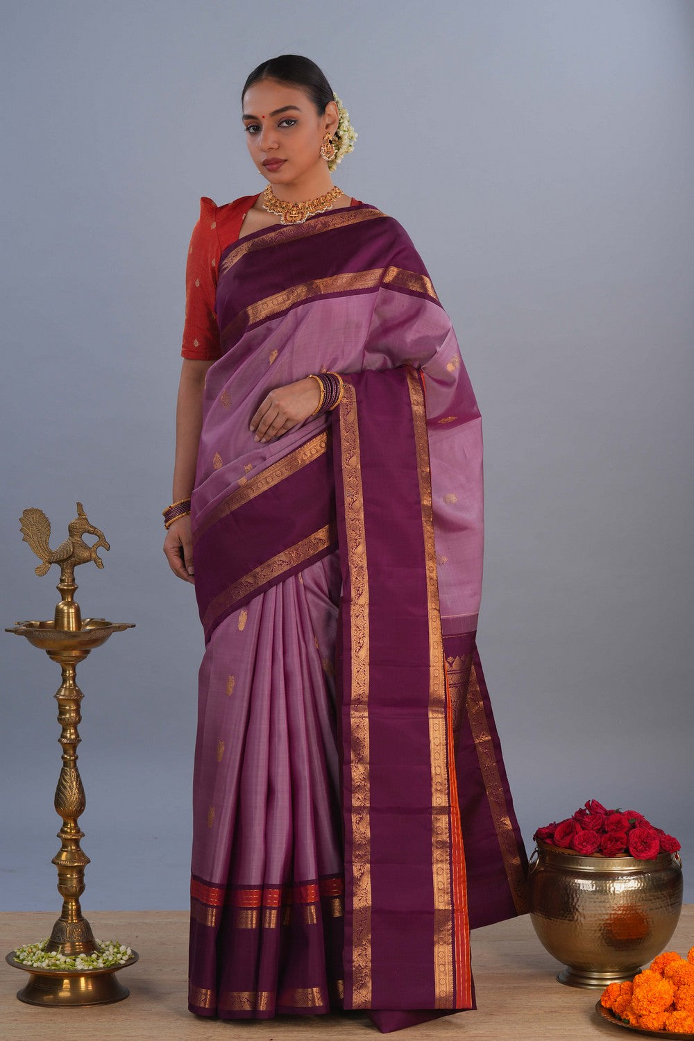 Image of Gadwal Silk Mauve Saree