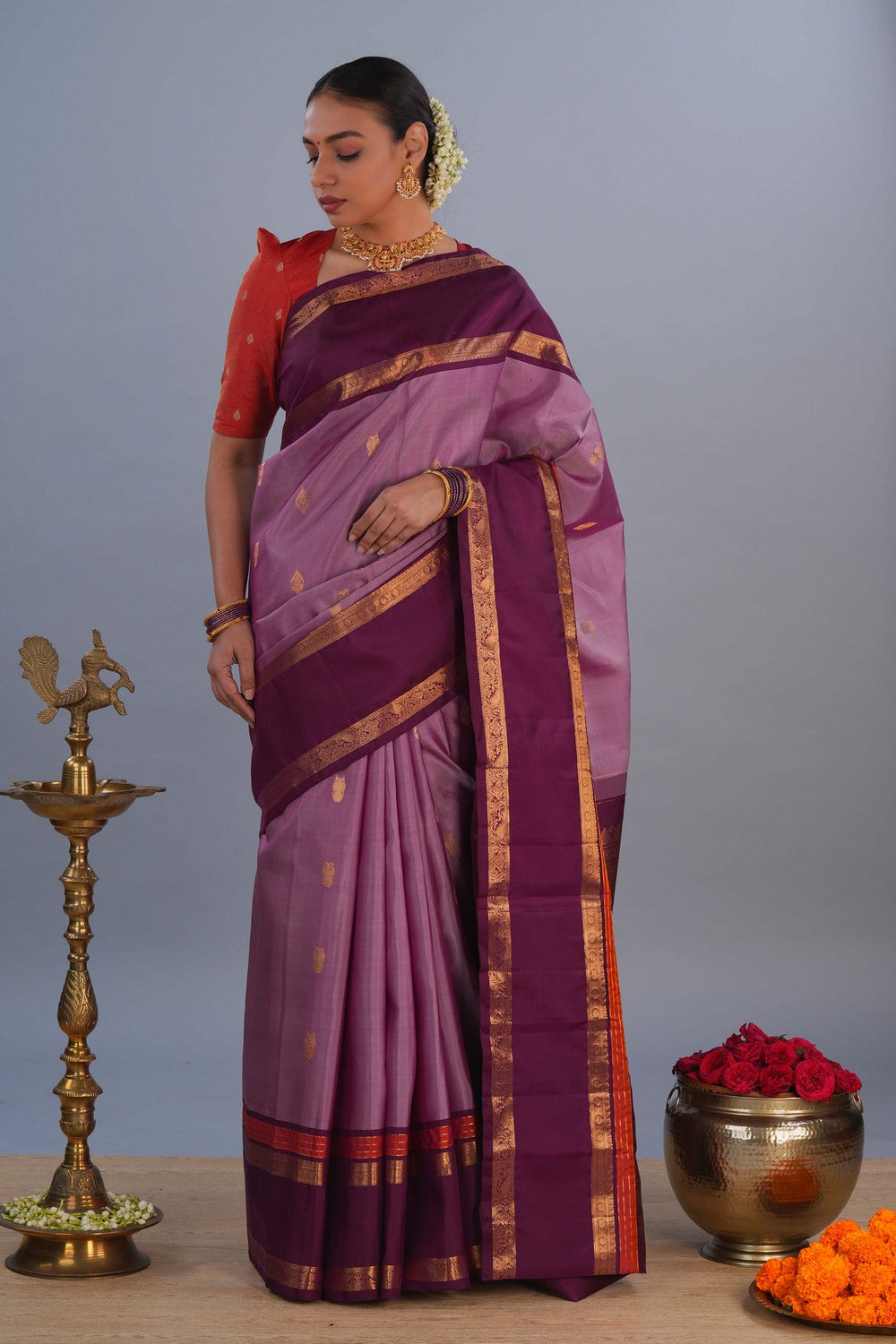 Image of Gadwal Silk Mauve Saree