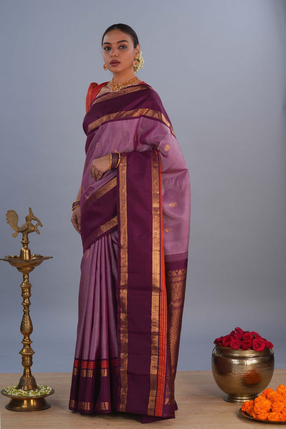 Image of Gadwal Silk Mauve Saree