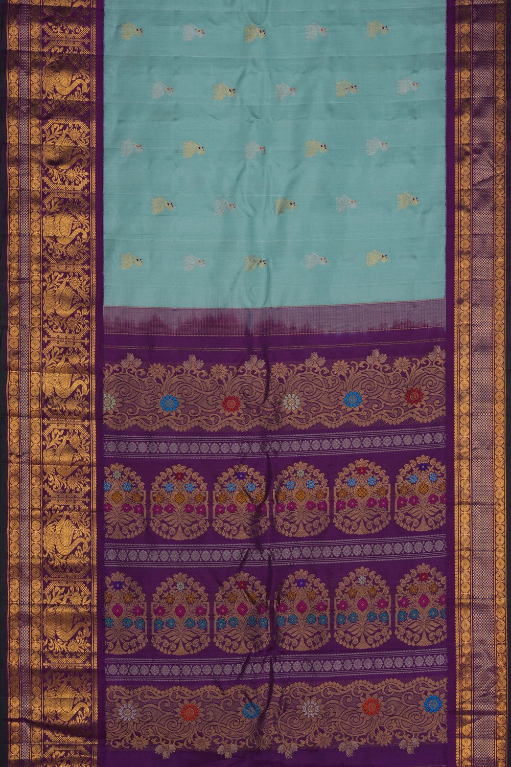 Image of Gadwal Silk Aqua Green Saree