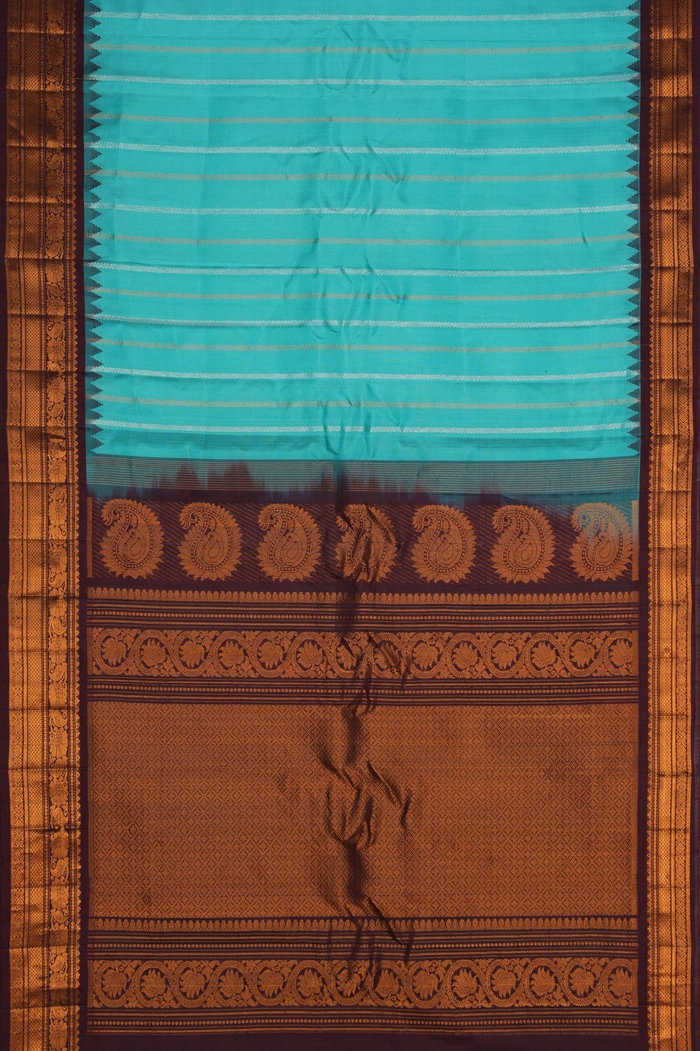 Image of Gadwal Silk Turquoise Blue Saree