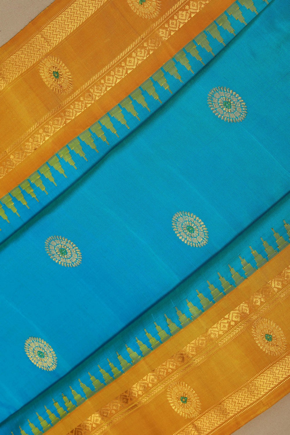 Image of Gadwal Silk Teal Blue Saree