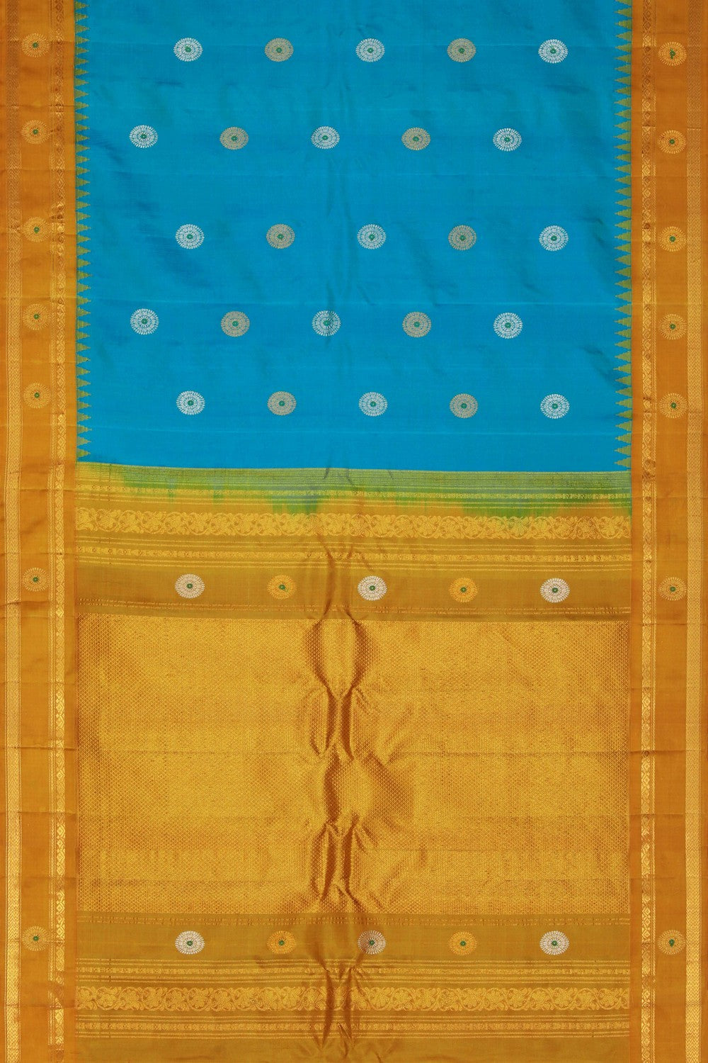 Image of Gadwal Silk Teal Blue Saree