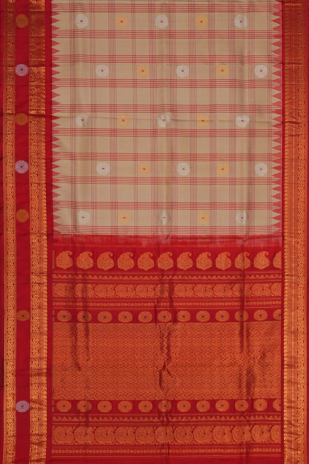 Image of Gadwal Silk Cream Saree