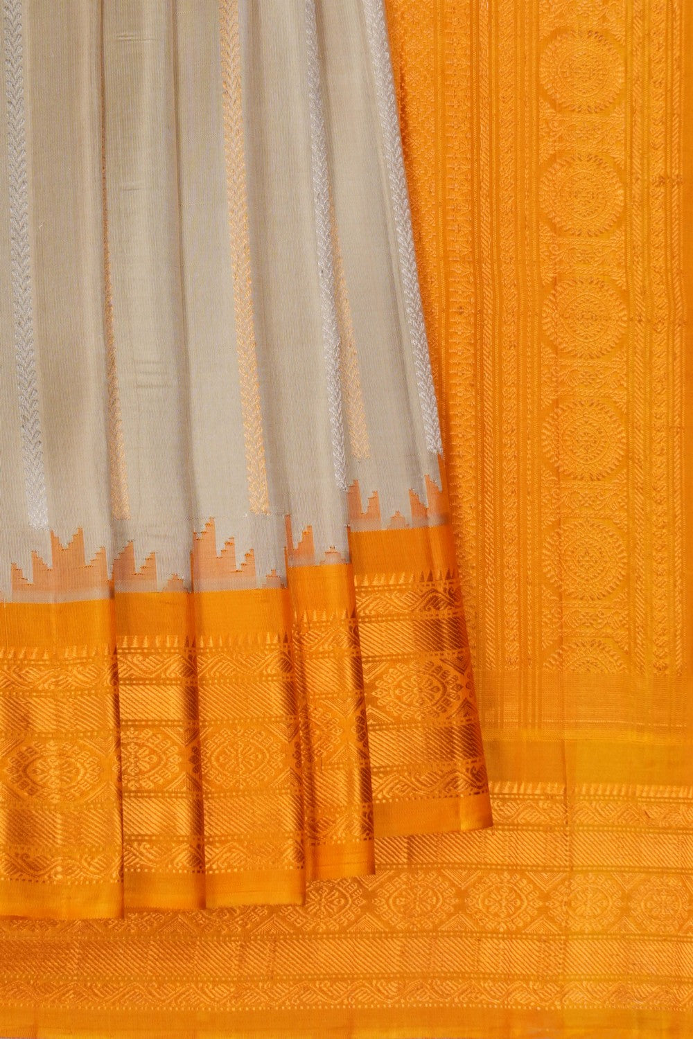 Image of Gadwal Silk Beige Saree