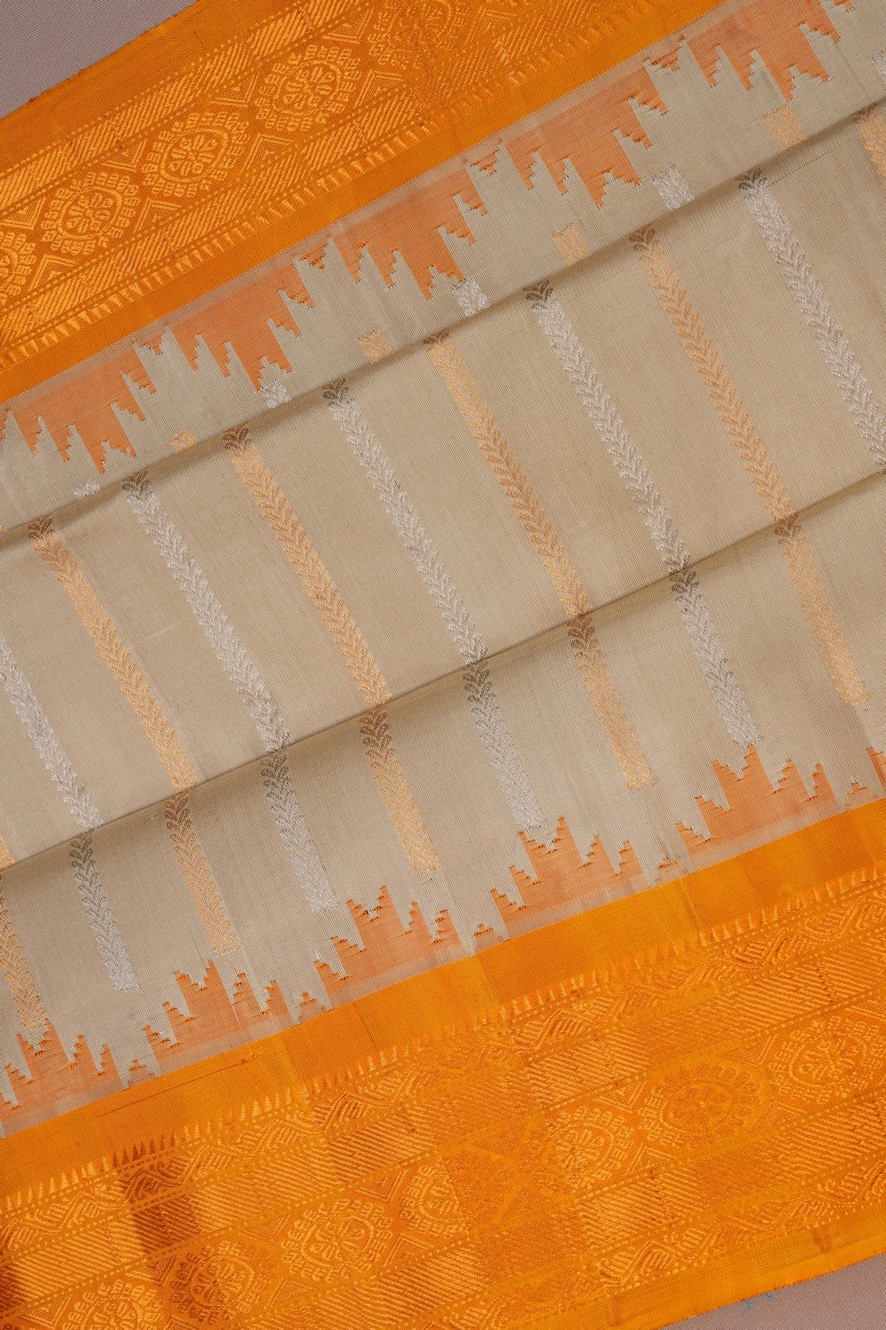 Image of Gadwal Silk Beige Saree