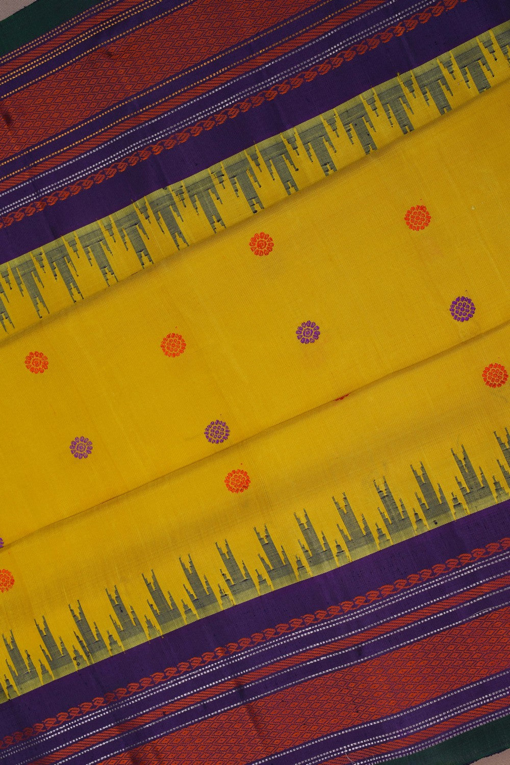 Image of Gadwal Silk Yellow Saree