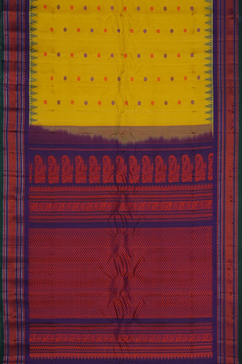Image of Gadwal Silk Yellow Saree
