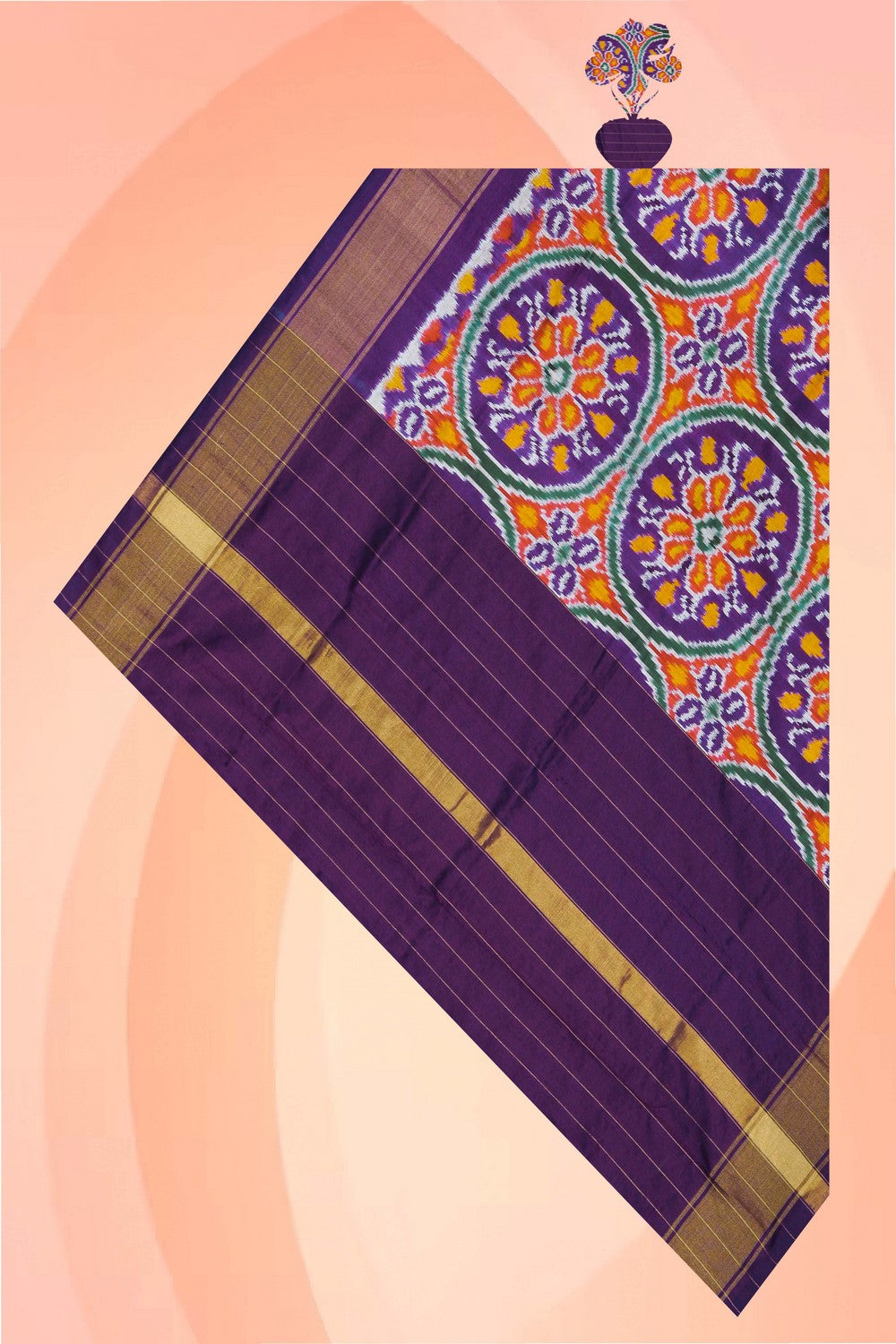 Image of Pochampally Ikat Silk Purple Dupatta