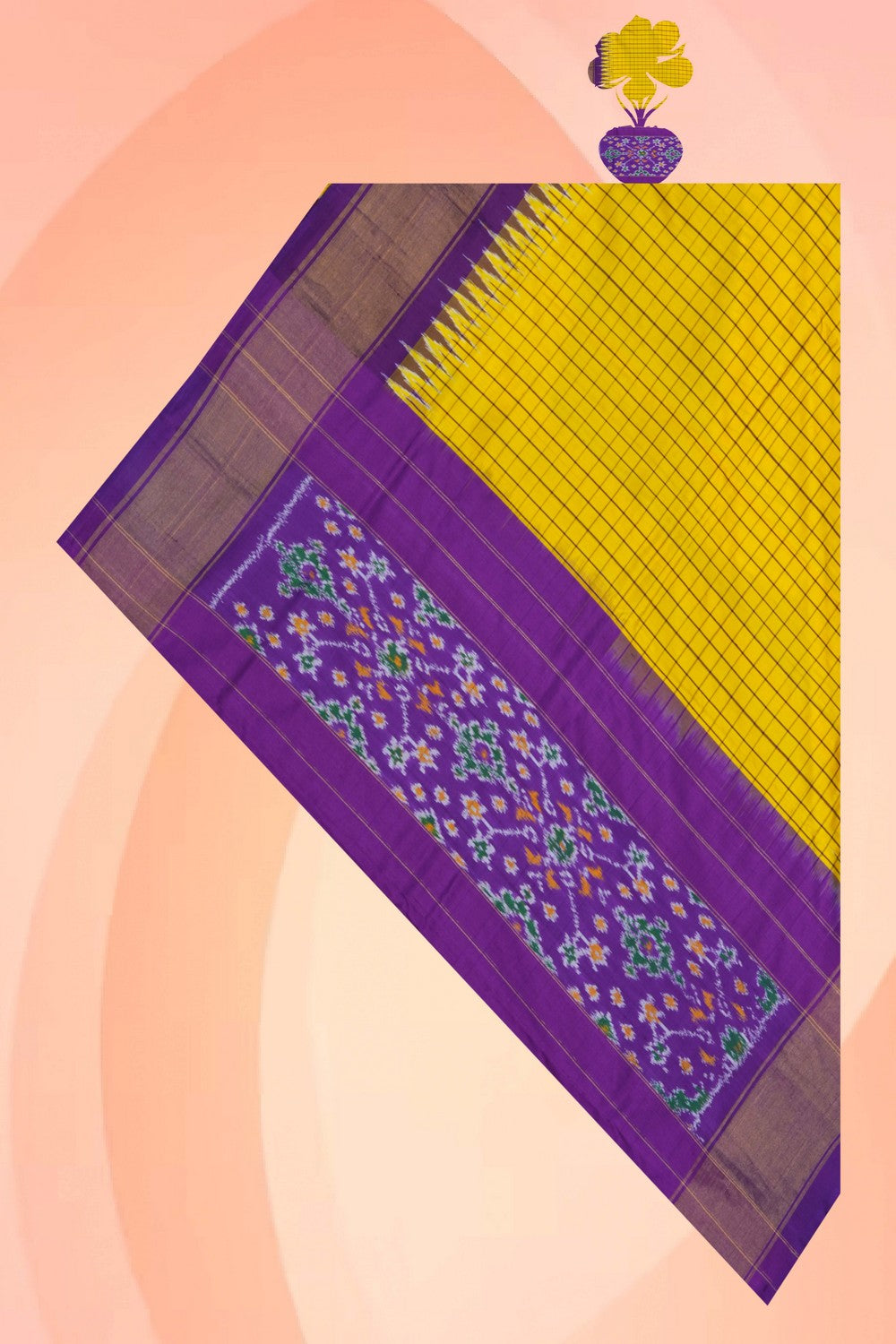 Image of Pochampally Ikat Silk Yellow Dupatta