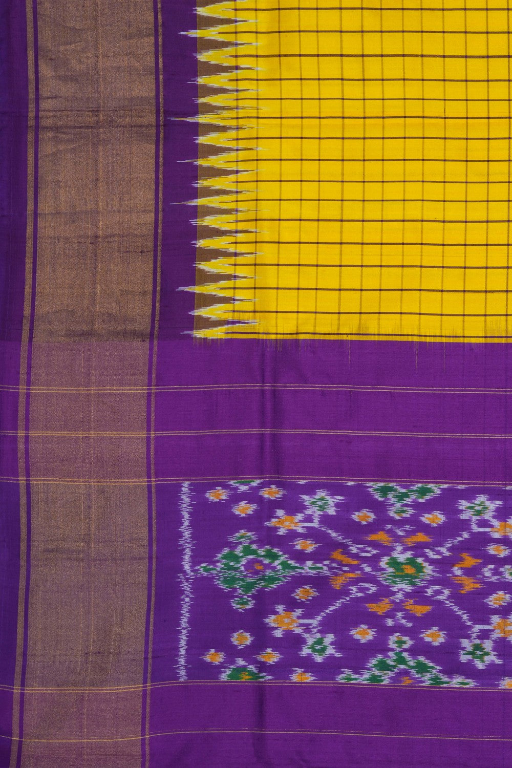 Image of Pochampally Ikat Silk Yellow Dupatta