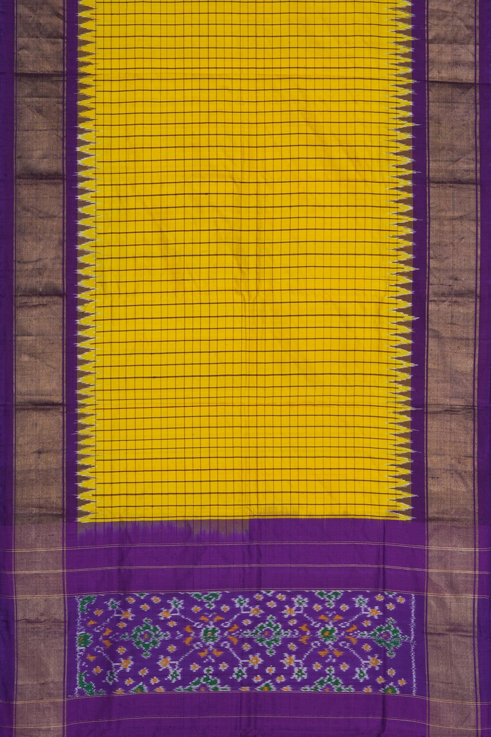 Image of Pochampally Ikat Silk Yellow Dupatta