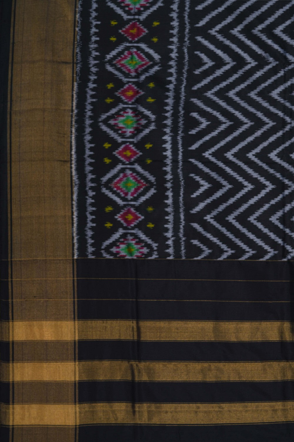 Image of Pochampally Ikat Silk Black Dupatta