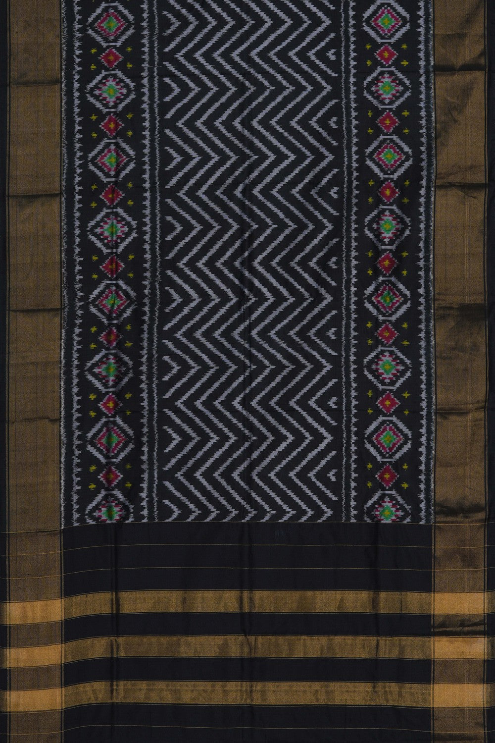 Image of Pochampally Ikat Silk Black Dupatta