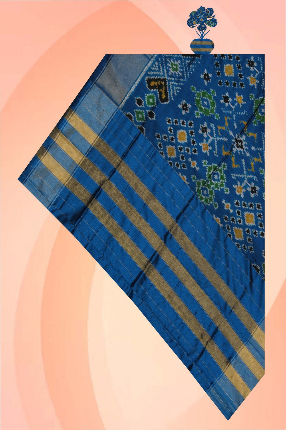 Image of Pochampally Ikat Silk Blue Dupatta