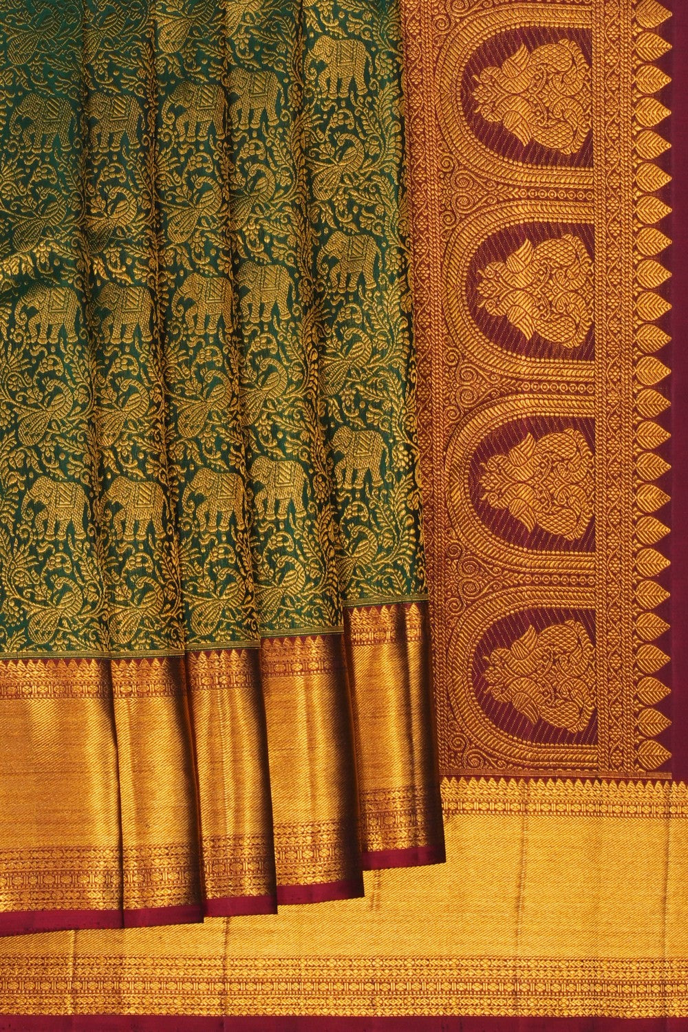 Image of A Kanchipattu Brocade Green Saree