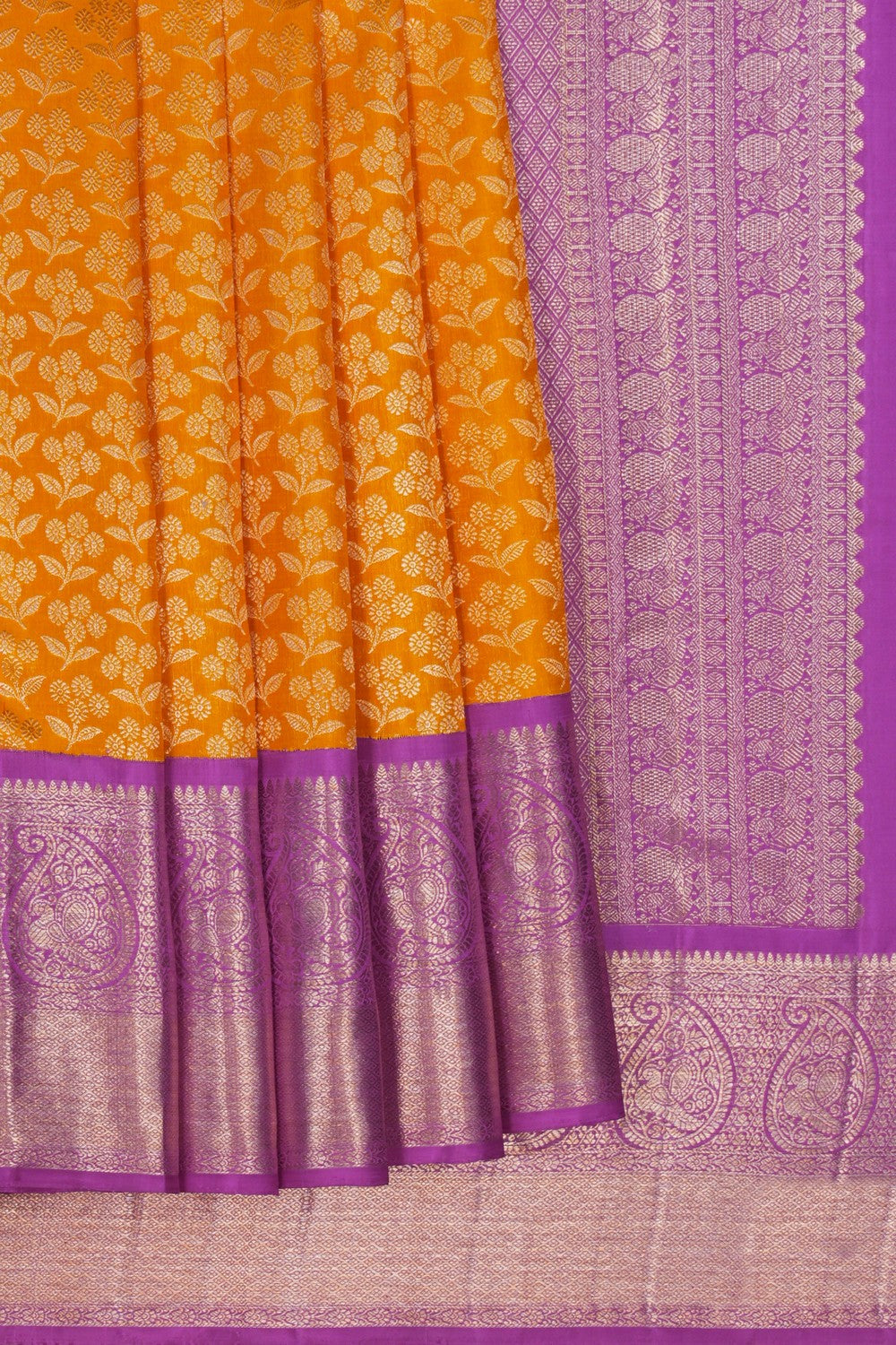 Image of A Kanchipattu Brocade Yellow Saree