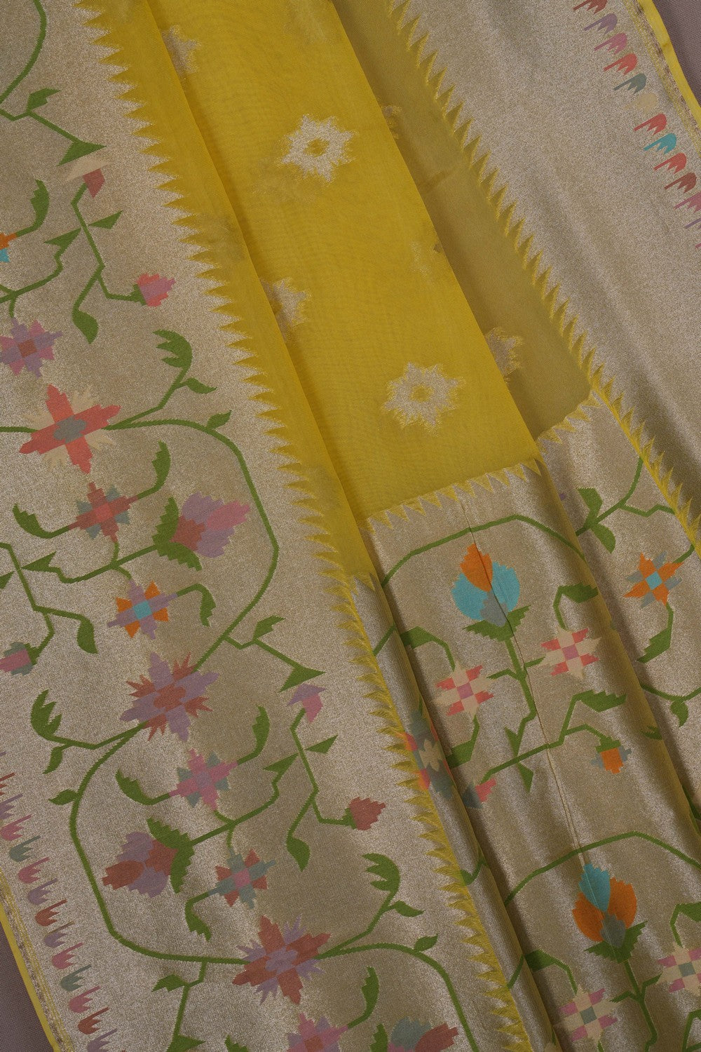 Image of A Yellow Kora Saree