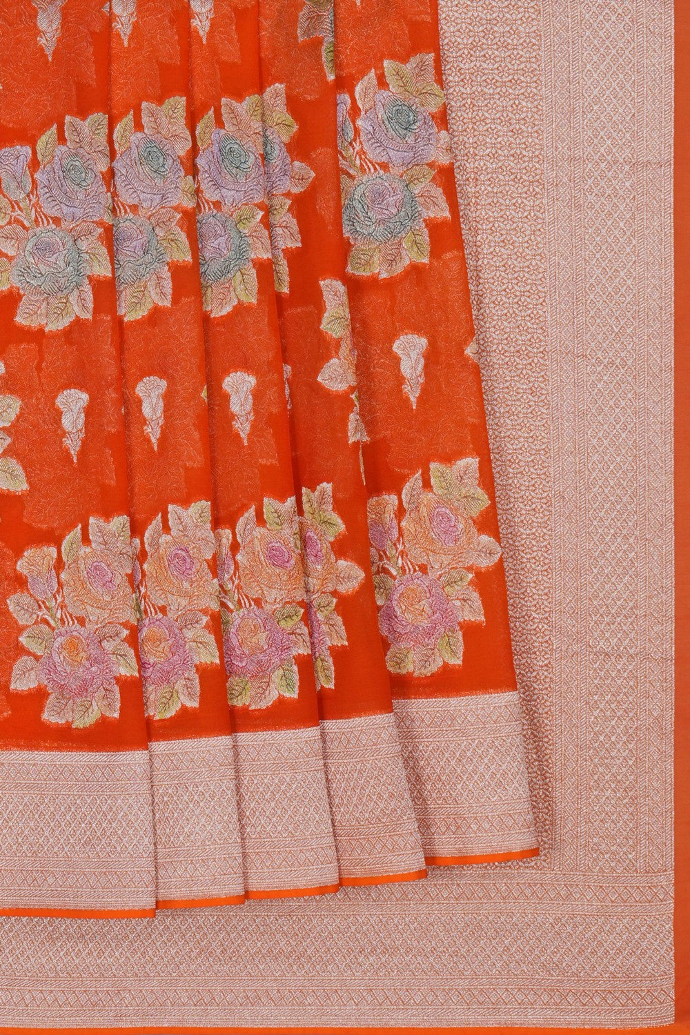 Image of A Radiant Orange Georgette Saree