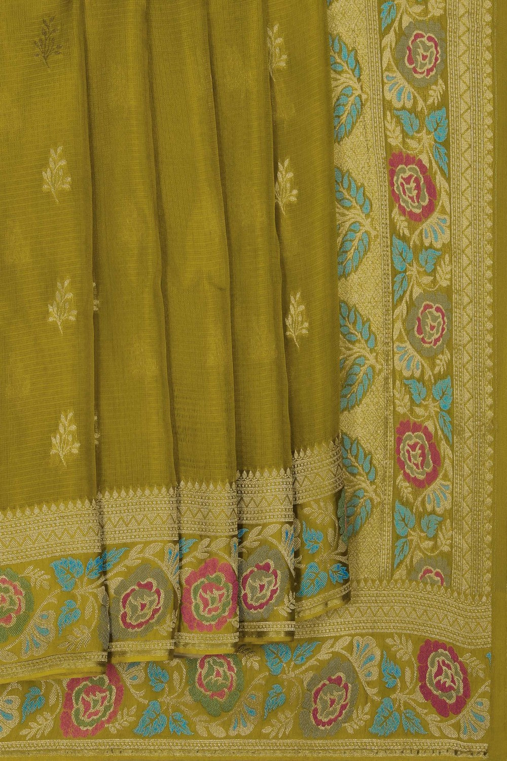 Image of Kota Silk Moss-Green Saree