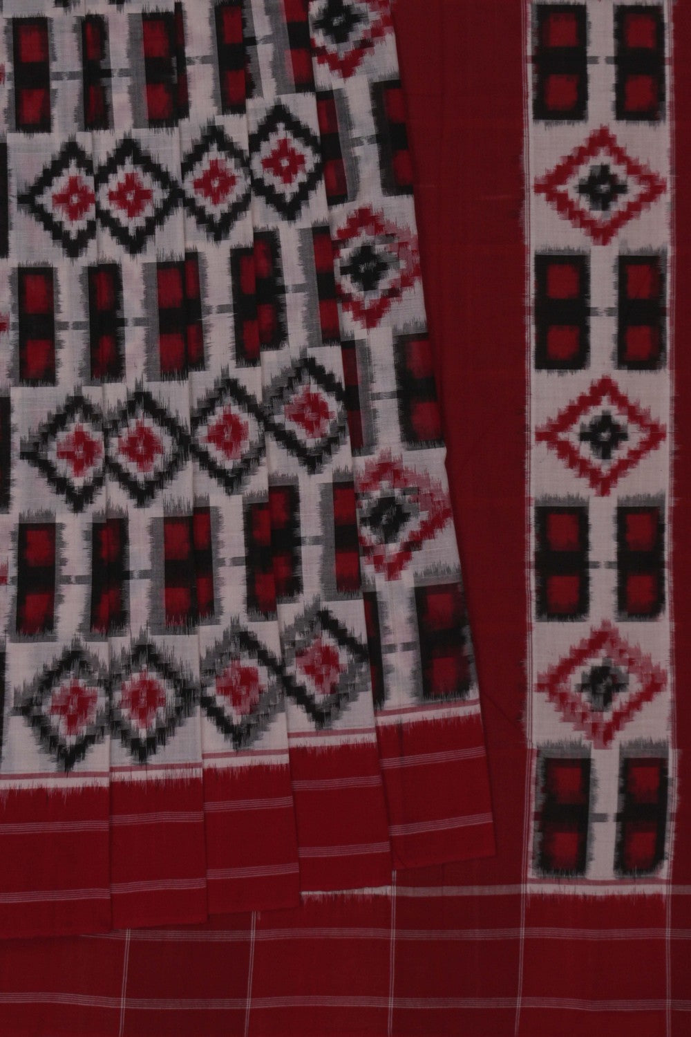Image of Pochampally Ikat White Saree