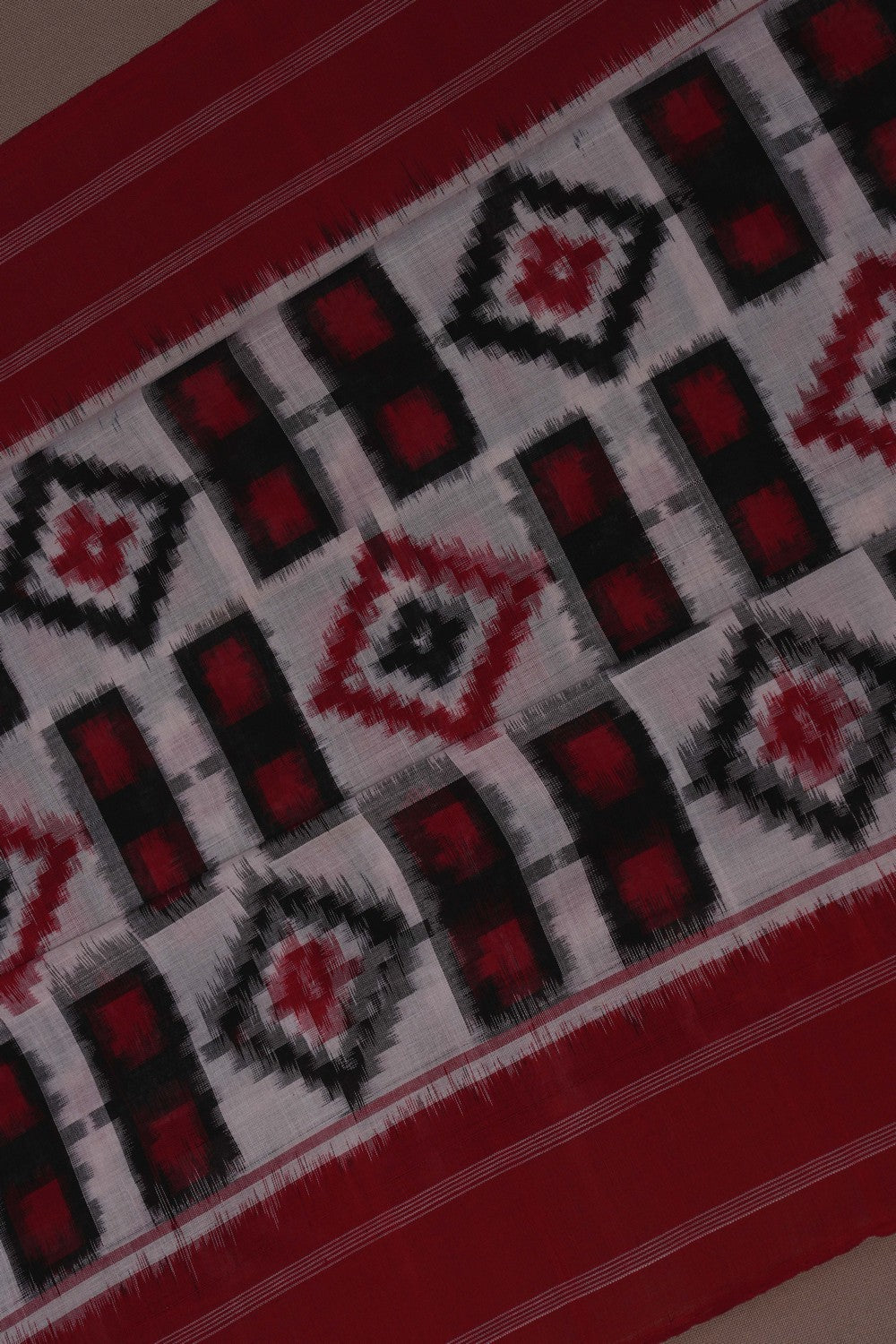 Image of Pochampally Ikat White Saree